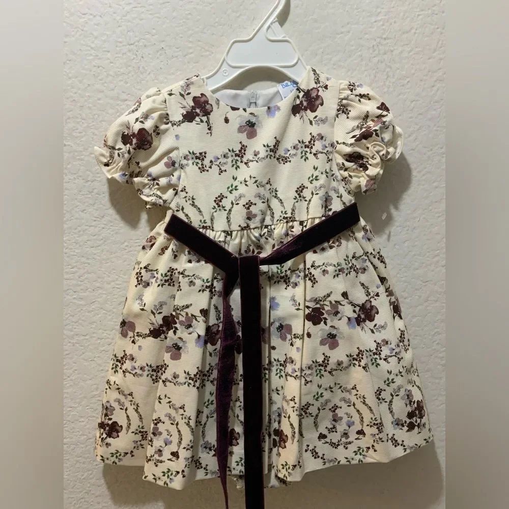 New Luli & me red matching set Floral Infant Dress 12 M